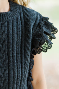 Girls: The Katie Black Cable Knit Sweater