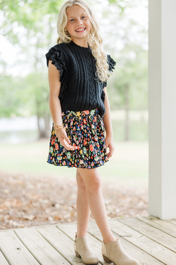 Girls: It's Your Choice Black Floral Skirt