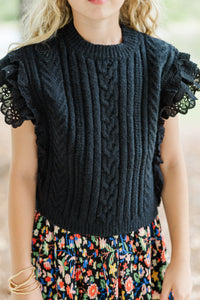 Girls: The Katie Black Cable Knit Sweater