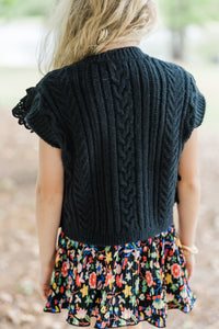 Girls: The Katie Black Cable Knit Sweater