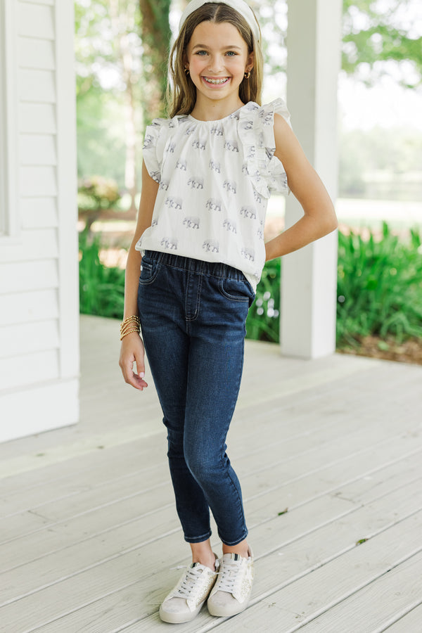 Girls: Listen To Your Heart White Elephant Ruffled Blouse