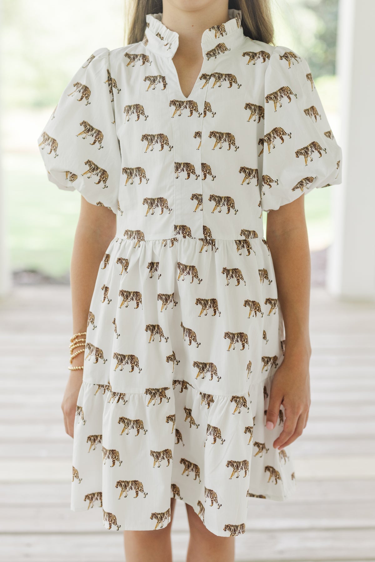 Girls: Somewhere Out There Cream Tiger Babydoll Dress – Shop the Mint
