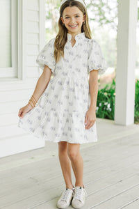 Girls: Somewhere Out There Cream Elephant Babydoll Dress