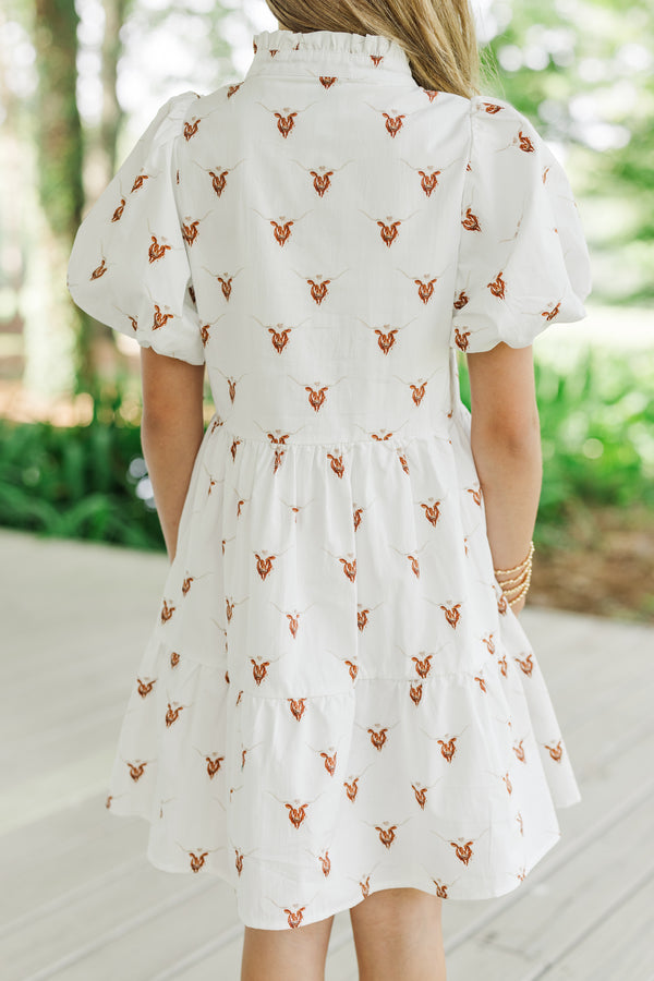 Girls: Somewhere Out There Cream Longhorn Babydoll Dress