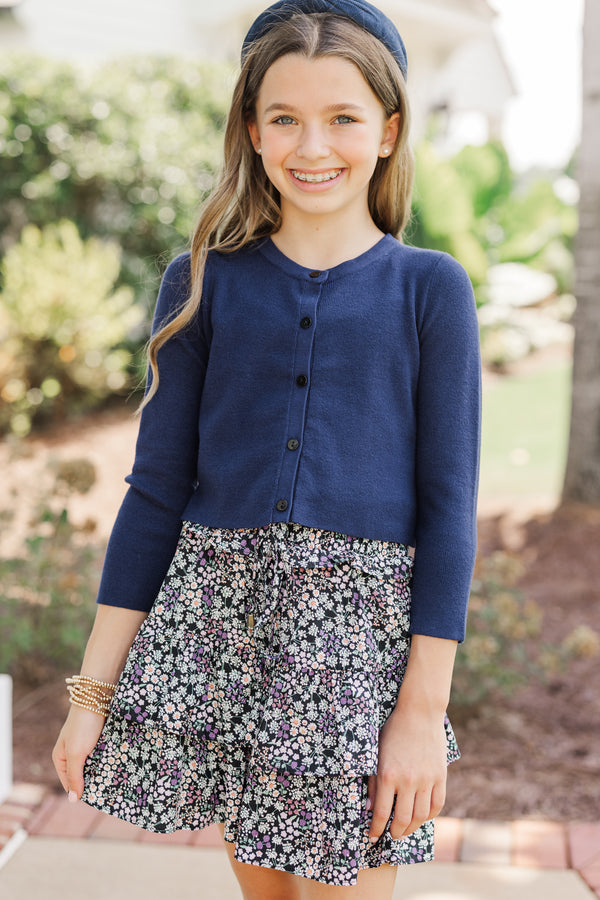 Girls: Feeling Just Fine Navy Blue Cardigan, (10/12) - The Mint Julep Boutique | Women's Boutique Clothing Girls: Feeling Just Fine Navy Blue Cardigan, (10/12) - The Mint Julep Boutique | Women's Boutique Clothing