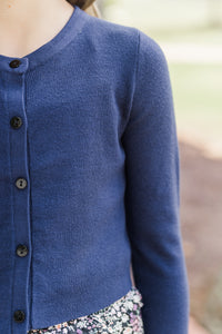 Girls: Feeling Just Fine Navy Blue Cardigan