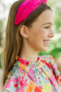 Girls: Big Dreams Gold Bow Earrings