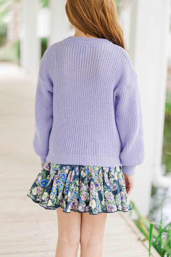 Girls: Just So Sweet Lavender Purple Sweater