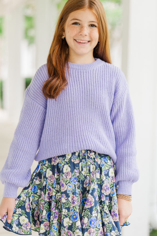 Girls: Just So Sweet Lavender Purple Sweater