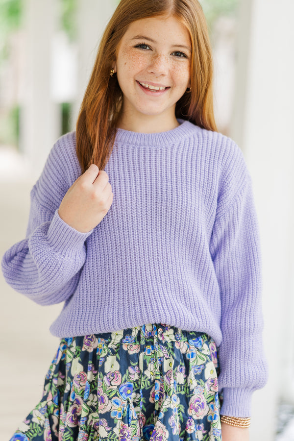 Girls: Just So Sweet Lavender Purple Sweater