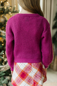 Girls: Just So Sweet Magenta Purple Sweater