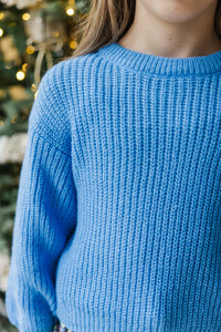 Girls: Just So Sweet Light Blue Sweater