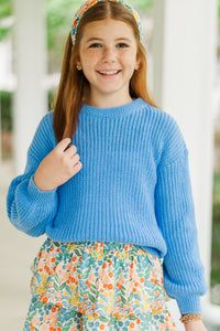 Girls: Just So Sweet Light Blue Sweater