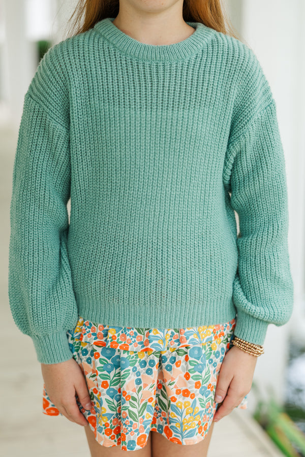 Girls: Just So Sweet Sage Green Sweater