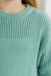 Girls: Just So Sweet Sage Green Sweater