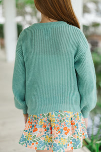 Girls: Just So Sweet Sage Green Sweater