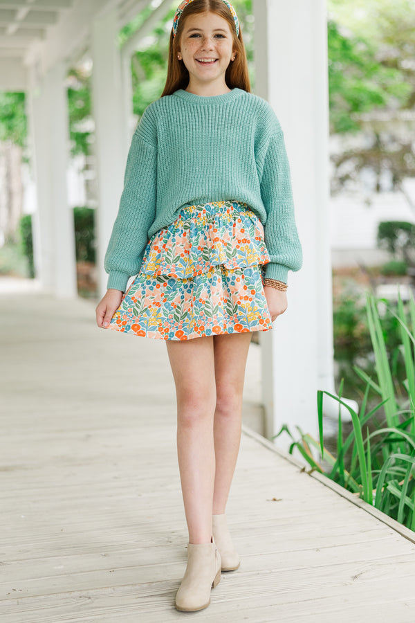 Girls: Just So Sweet Sage Green Sweater