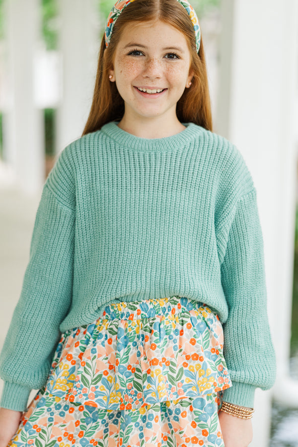 Girls: Just So Sweet Sage Green Sweater