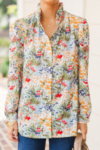 Leave It All Behind White Multi Floral Blouse