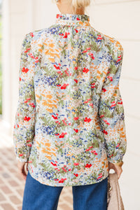 Leave It All Behind White Multi Floral Blouse