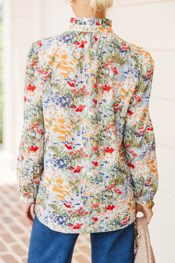 Leave It All Behind White Multi Floral Blouse