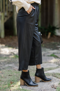 Play On Black Faux Leather Capri Pants