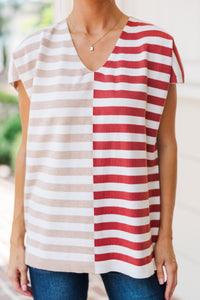 Just Too Easy Oatmeal Striped Top