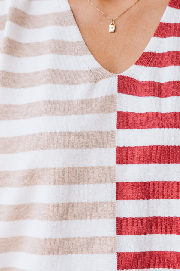 Just Too Easy Oatmeal Striped Top