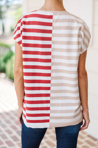 Just Too Easy Oatmeal Striped Top