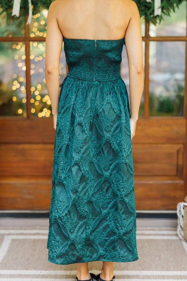 It Was All A Dream Hunter Green Strapless Dress