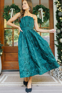 It Was All A Dream Hunter Green Strapless Dress