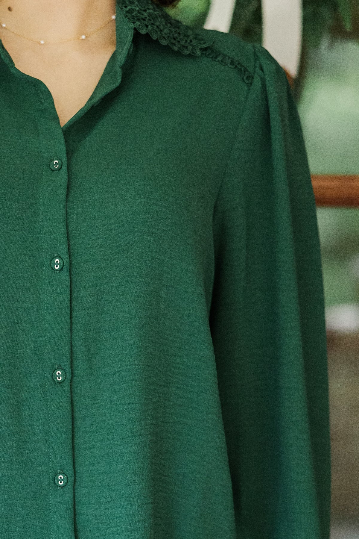 Touch My Heart Hunter Green Crochet Trim Blouse – Shop the Mint