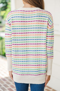 Give It A Try White Multi Striped Sweater