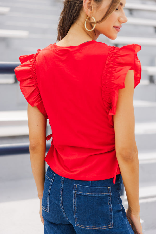 Cheer You On Red/Black Sequin Football Blouse