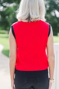 Pack A Punch Red Sequin Bulldog Sleeveless Sweater