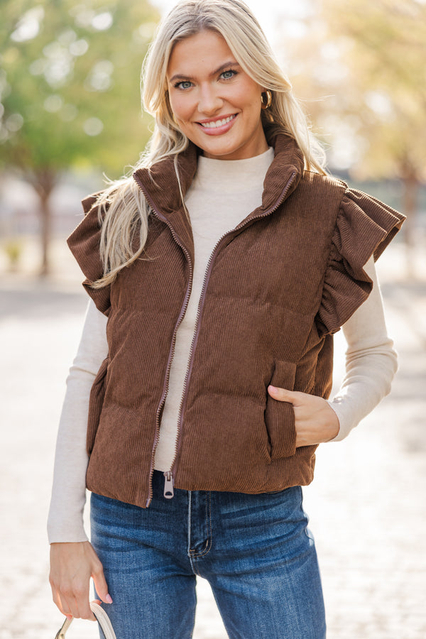 Build You Up Brown Corduroy Vest