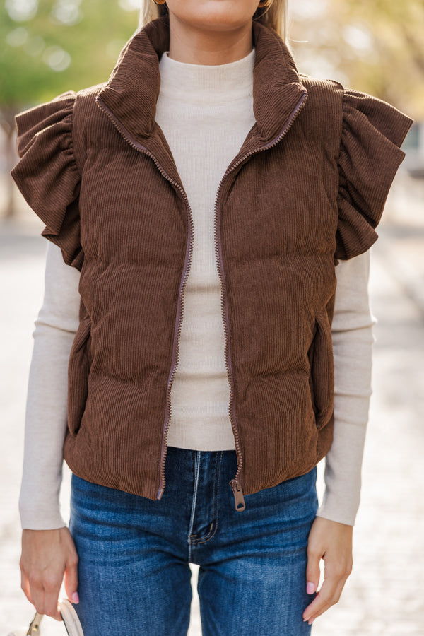 Build You Up Brown Corduroy Vest