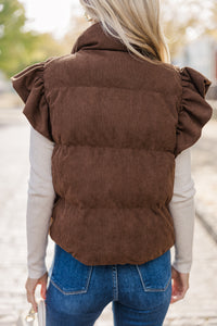 Build You Up Brown Corduroy Vest