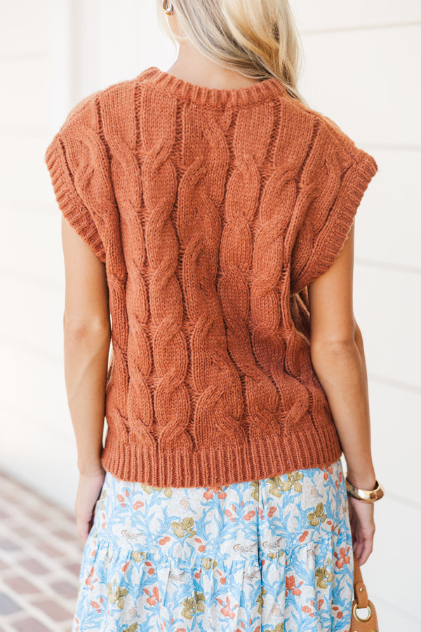 What You Need To Know Rust Cable Knit Sweater