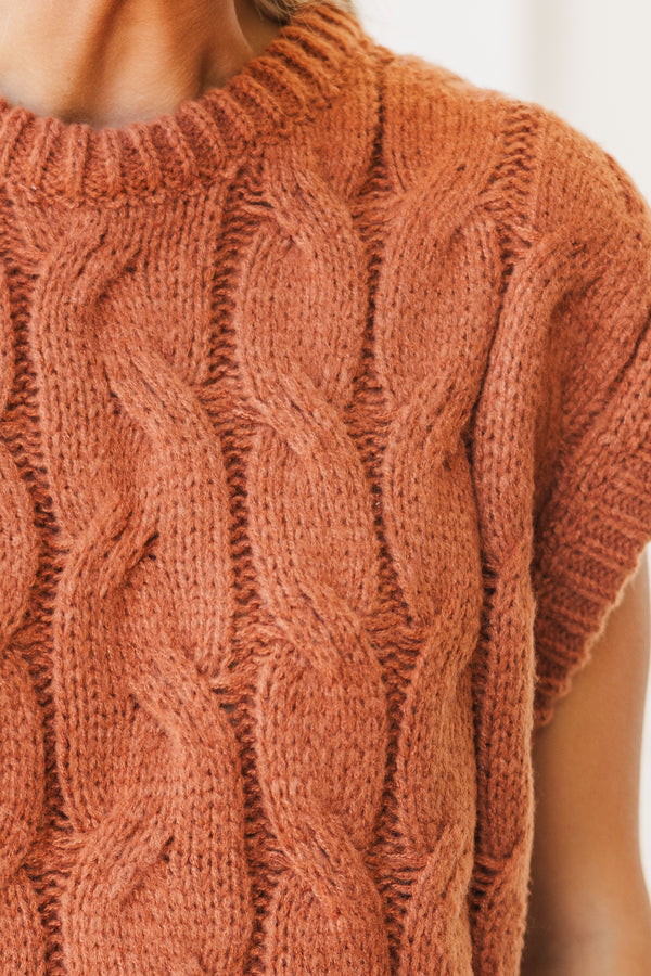 What You Need To Know Rust Cable Knit Sweater