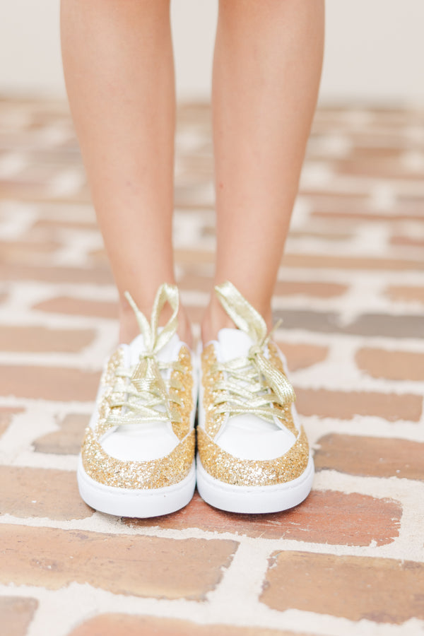 Girls gold sneakers on sale