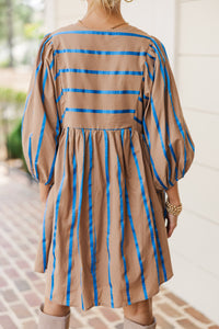 On My Heart Mocha Brown Striped Babydoll Dress