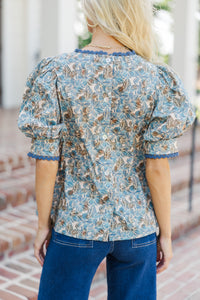 Love You True Blue Floral Blouse