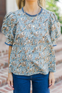 Love You True Blue Floral Blouse