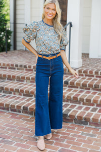 Love You True Blue Floral Blouse