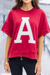 On The Move Crimson Stitched S/S Sweatshirt