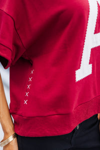 On The Move Crimson Stitched S/S Sweatshirt