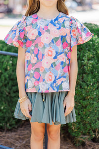 Girls: How I Feel Blue Floral Blouse