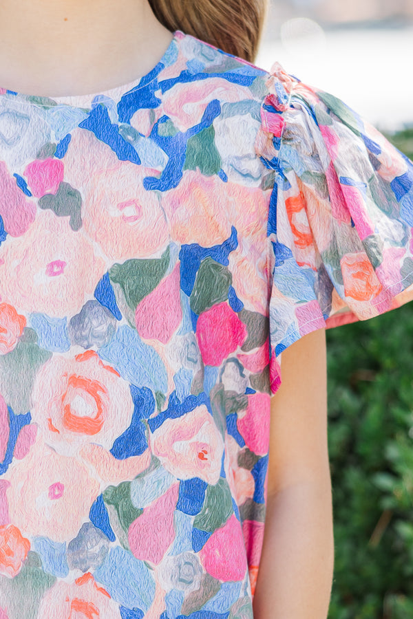 Girls: How I Feel Blue Floral Blouse