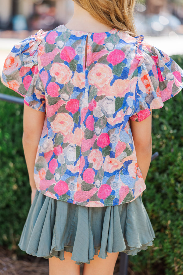 Girls: How I Feel Blue Floral Blouse